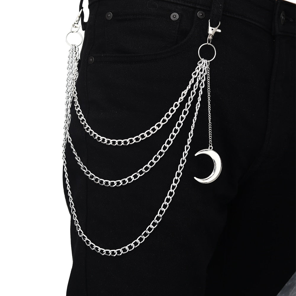 Ootdgirl  Side Punk Chain On The Jeans Pants Women Pentagram Keychains For Men Unisex Egirl  Eboy Harajuku Goth Aesthetic Accessories