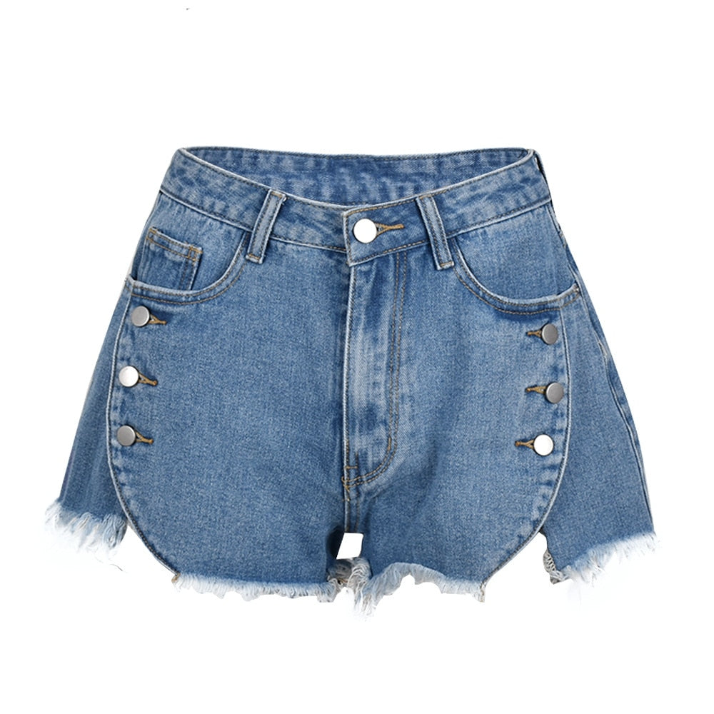 Ootdgirl   Button Ripped Denim Shorts Streetwear Fashion High Waisted Jean Shorts 2022 Summer Pants for Women C82-DZ32