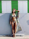Ootdgirl  Print Chiffon Beach Cover Up Summer Kimono Bikini Outer Cover Swimwear  Long Cardigan Bohemian Holiday Cover-Up