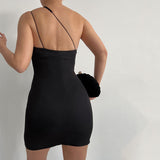 Ootdgirl   One Shoulder Slit Bodycon Dresses Party Nightclub Summer 2022 Fashion Women Clothing Black Mini Dress C70-BZ14