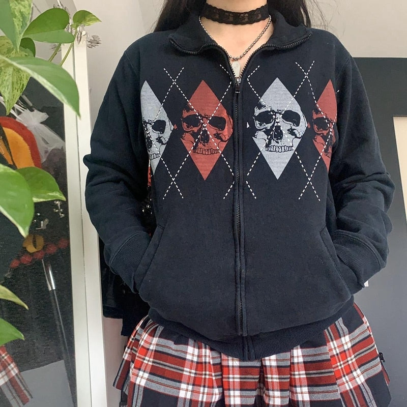 OOTDGIRL Cutest Mall Goth School Girl Sweatshirts 90S Vintage Grunge Zip Up Jackets Y2K Aesthetics Harajuku Grunge Coats Autumn Clothes