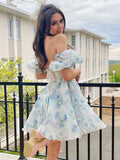 Ootdgirl  Floral Mini Dress Corset Off Shoulder Women Y2K  Puff Sleeve Dresses Summer 2022 French Chic Evening Party Vestidos