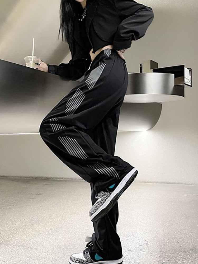 Ootdgirl Harajuku Black Wide Leg Pants Women Hip Hop Style Streetwear Gothic Baggy Sweatpants Korean Fashion Casual Female Pants