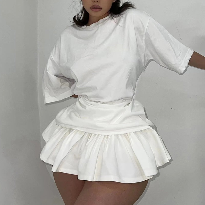 OOTDGIRL Autumn outfits Kawaii Super-Short Pleated Skirts Spicy Girl High Waist Bodycon Y2K Vintage White Micro Mini Skirt Korean Fashion Club Night