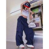 Ootdgirl Vintage Cargo Pants Y2k Parachute Streetwear Women Harajuku Drawstring Trousers Jogger Aesthetic Baggy Loose Sweatpants