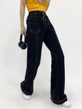 Ootdgirl  Women's Jeans With Belt Pockets Fashion High Waist Denim Pants Y2k Streetwear Wide Leg Trousers Femme Harajuku Korean