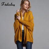 Ootdgirl  Oversized Sweater Cardigan Female Clothes Patchwork Batwing Sleeve Long Outerwear Women Winter Big Size Jacket Coat