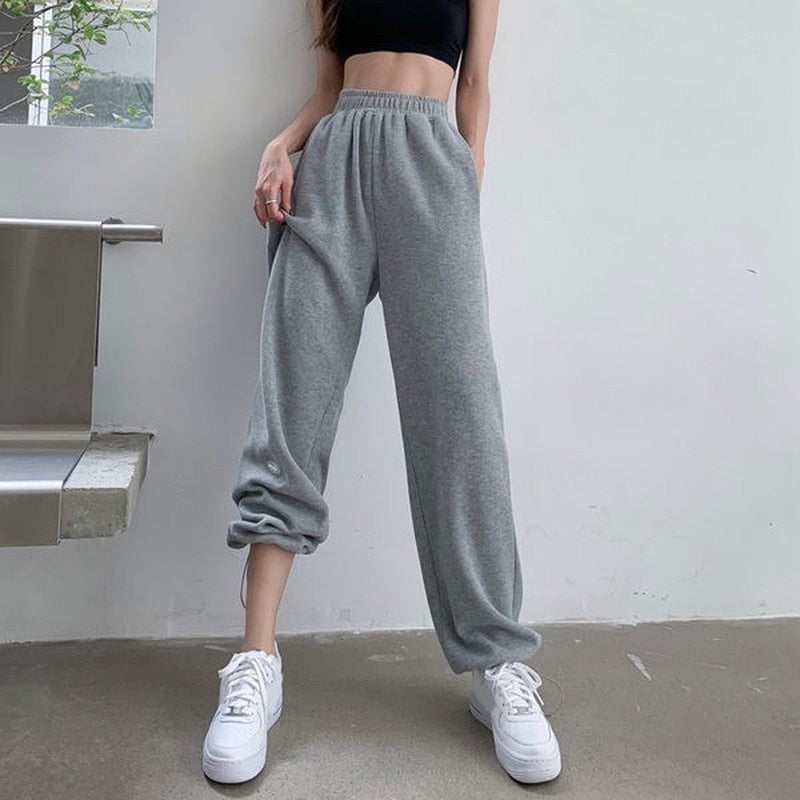 Ootdgirl Gray Sweatpants Joggers Women Korean Style High Waist Tracksuit Casual Loose Pants Black Jogging Sports Trousers Female