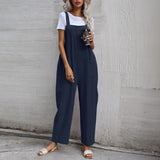 Ootdgirl Summer Women's Casual Lazy Loose Jumpsuits Fashion Sleeveless Cotton Linen High Waist Long Pants Playsuits Ladies Slim Overalls