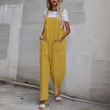 Ootdgirl Summer Women's Casual Lazy Loose Jumpsuits Fashion Sleeveless Cotton Linen High Waist Long Pants Playsuits Ladies Slim Overalls