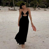 Ootdgirl   Black Summer Dress Women 2022 Fashion Cut Out Backless Long Dresses Vacation Outfits Beach Sundress C83-CZ27