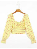 OOTDGIRL Women Fashion Yellow Floral Print Camis Vintage Backless Sexy Short Crop Top Female Summer Tank Top Blusas Chic Tops
