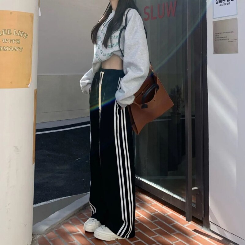 Ootdgirl Casual Korean Style Women Sweatpants Baggy Streetwear Tracksuit Pants Female Striped Trousers Japanese Fashion All-match