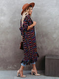 Ootdgirl  Bohemian Vintage Women's Cardigan Winter Clothing Fringe Colorful Slim Long Jacket Female Fashion Knitted Coat New