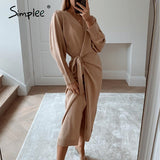 Ootdgirl  Casual V-Neck Knitted Dress Women's 4-Color Dress Home Style Fashion Dress Autumn Winter New Straight Tube Dress 2022
