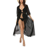 OOTDGIRL Beach Long Maxi Dress Women Beach Cover Up Bikini Tunic Pareo White V Neck Dress Robe Swimwear Bathing Suit Beachwear