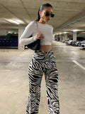 Zebra Print Wide Leg Pants Trousers  High Waist Autumn Women New 2020 Fashion Casual Female Trousers Streetwear