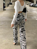 Zebra Print Wide Leg Pants Trousers  High Waist Autumn Women New 2020 Fashion Casual Female Trousers Streetwear
