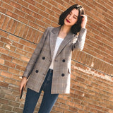 Ootdgirl  Vintage Notched Bouble Breasted Plaid Women Blazer Thicken Autumn Winter Jackets Female Retro Suits Coat 2022 Work High Quality