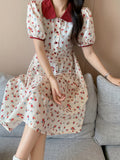 OOTDGIRL 2024 new Midi dresses Floral Print Collared Dress, Elegant Short Sleeve Dress For Spring & Summer, Women's Clothing