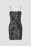 OOTDGIRL Solid Sequin Sleeveless Chain Mini Dress