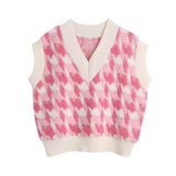 OOTDGIRL 2024 New Spring Autumn Women's  SweaterBubble Gum Pink Knit Vest