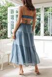 OOTDGIRL 2024 new Midi dresses Sexy Solid Frenulum Backless Square Collar Dresses