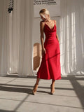 OOTDGIRL 2024 new Midi dresses Long Elegant Satin Sling Slim-fit Dress