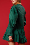 OOTDGIRL Lapel Button Up Sequin Tiered Mini Dress