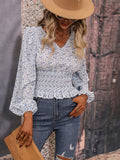 Woman'S' New Early Autumn V-Neck Shirt Fashion Casual Versatile Floral Shirt Top