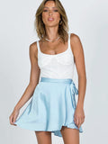 Women's Solid Color Satin Wrap Mini Skirt
