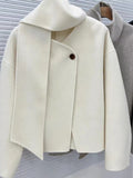 Women's short double-sided cashmere coat with scarf