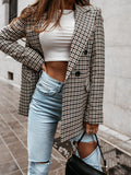 New coat button plaid printed small suit women's mid-length coat