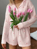 New floral long-sleeved tops and shorts two-piece casual suit