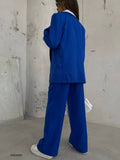 OOTDGIRL 2024 New Elegant Woman Fold Over Waistband Pants Blazer Suit BF23S34002  SAKS