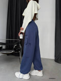 OOTDGIRL 2024 New Elegant Woman Elasticated Cuff Sweatpants with Cargo Pocket Detail - Navy